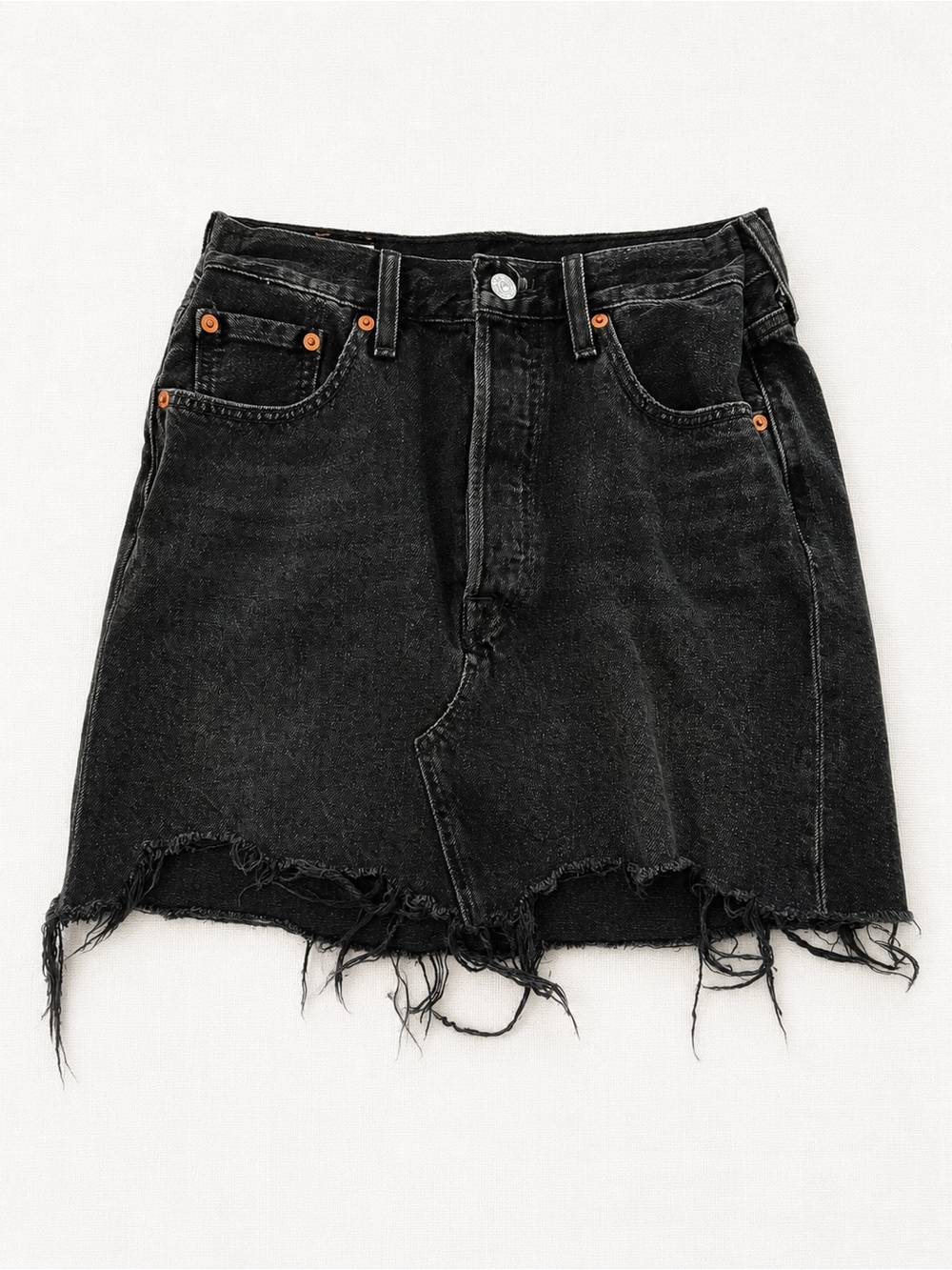 Levi's Black Frayed Hem Denim Skirt